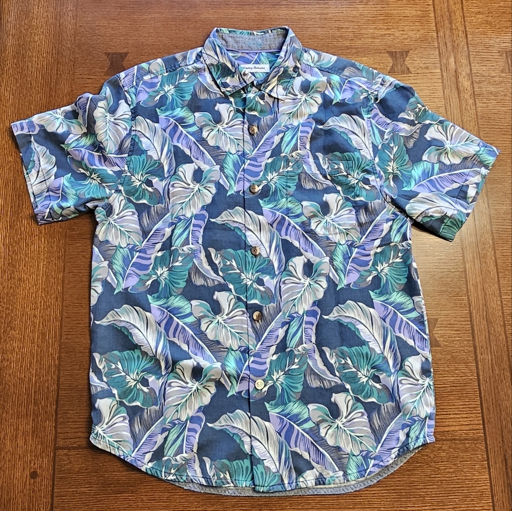 Tommy Bahama Islandzone Silk Blend Floral Shirt Medium